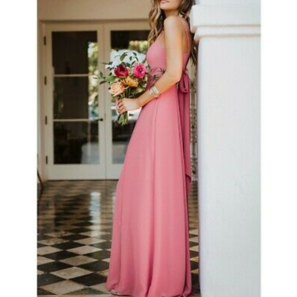 Show Me Your Mumu Lauren Tie Back Dress in Sunset Rose Pink - Picture 4 of 11